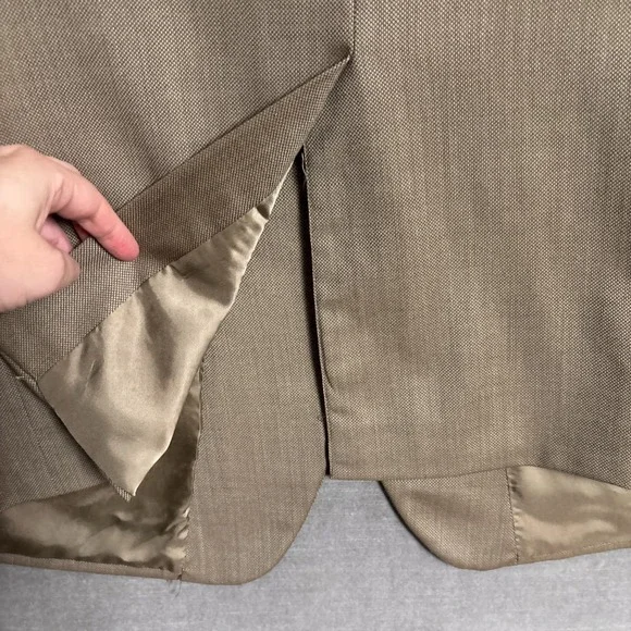 Jos A Bank Sport Coat 48L Tan Wool Birdseye Blazer Jacket Signature Classic